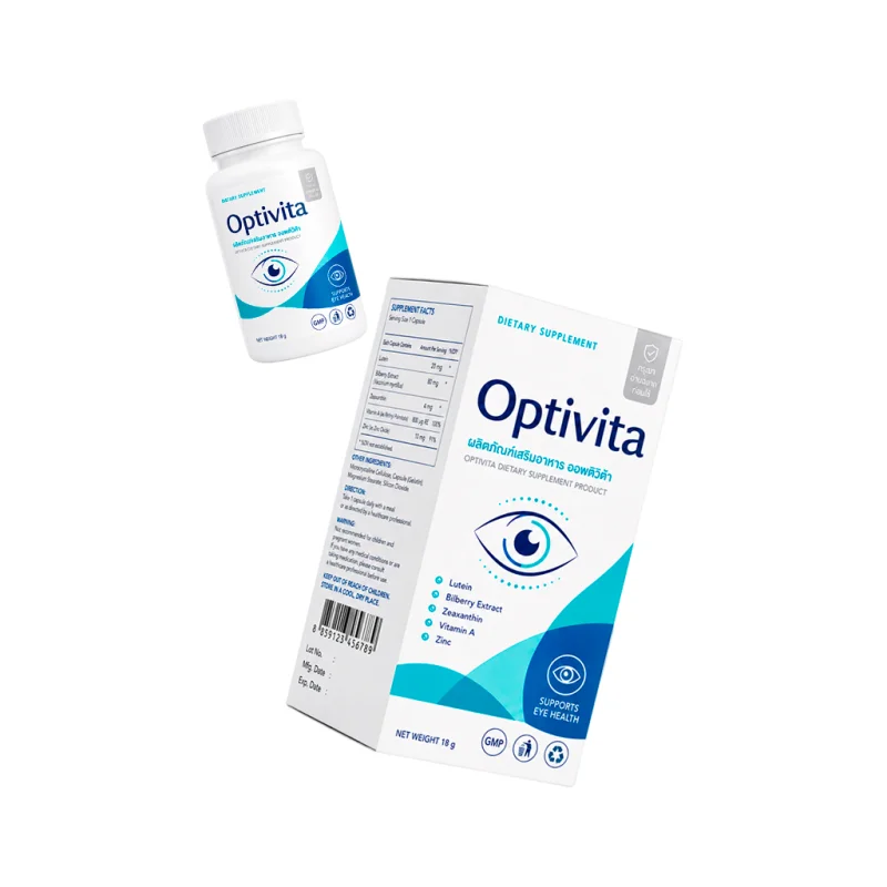 Optivita — ขวดและกล่องผลิตภัณฑ์วางคู่กัน